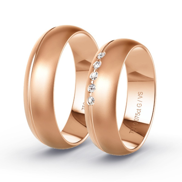 Trouwringen Roodgoud 18 Karaat - 0.075 ct - Artikel ST211 ST211-RG-750-default