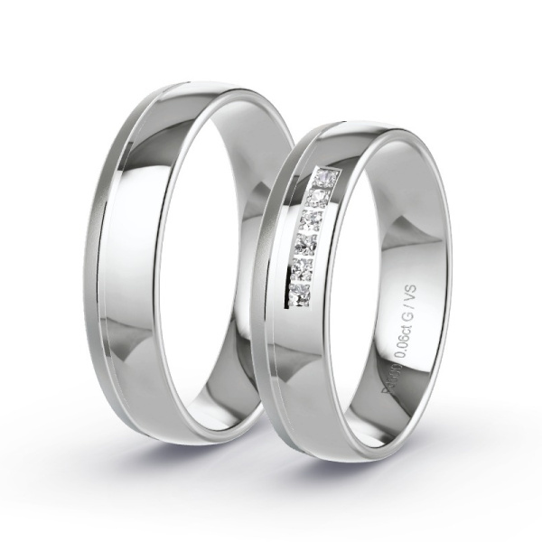 Trouwringen Palladium 500 - 0.06 ct - Artikel ST212 ST212-PD-500-default