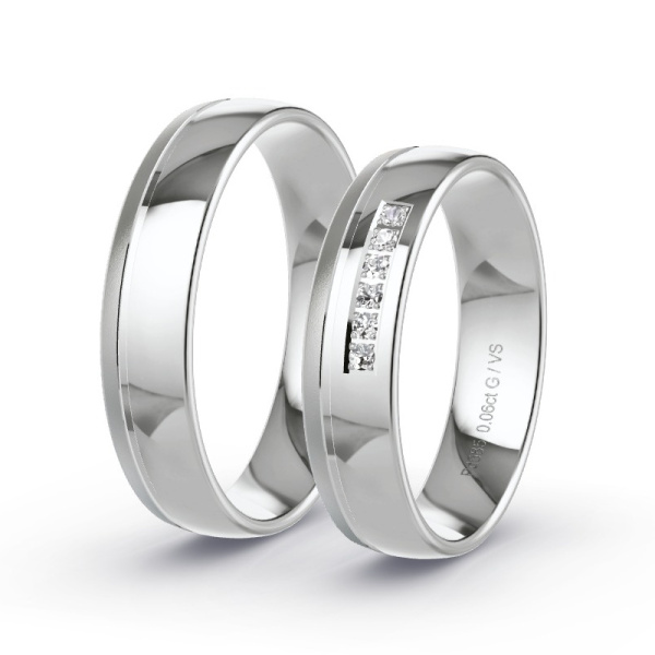 Trouwringen Palladium 585 - 0.06 ct - Artikel ST212 ST212-PD-585-default