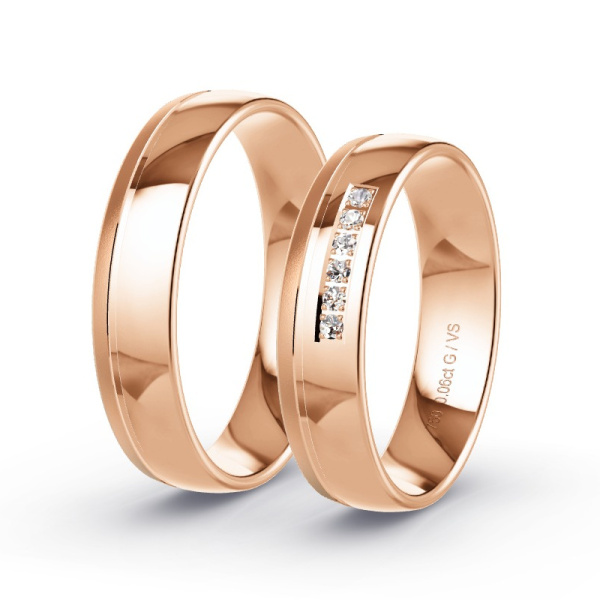 Trouwringen Roodgoud 18 Karaat - 0.06 ct - Artikel ST212 ST212-RG-750-default