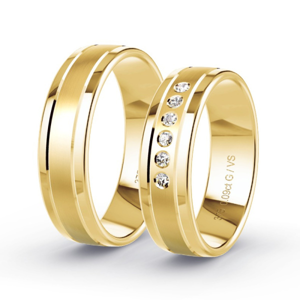 Trouwringen Geelgoud 9 Karaat - 0.09 ct - Artikel ST301 ST301-GG-375-default