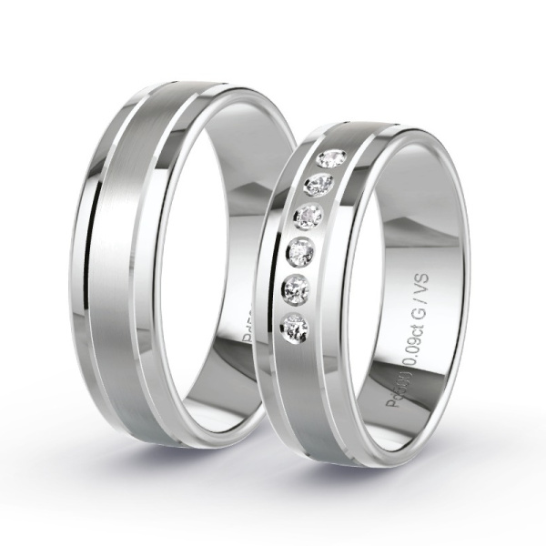 Trouwringen Palladium 500 - 0.09 ct - Artikel ST301 ST301-PD-500-default