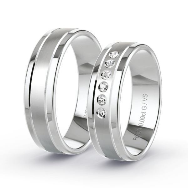 Trouwringen Palladium 950 - 0.09 ct - Artikel ST301 ST301-PD-950-default