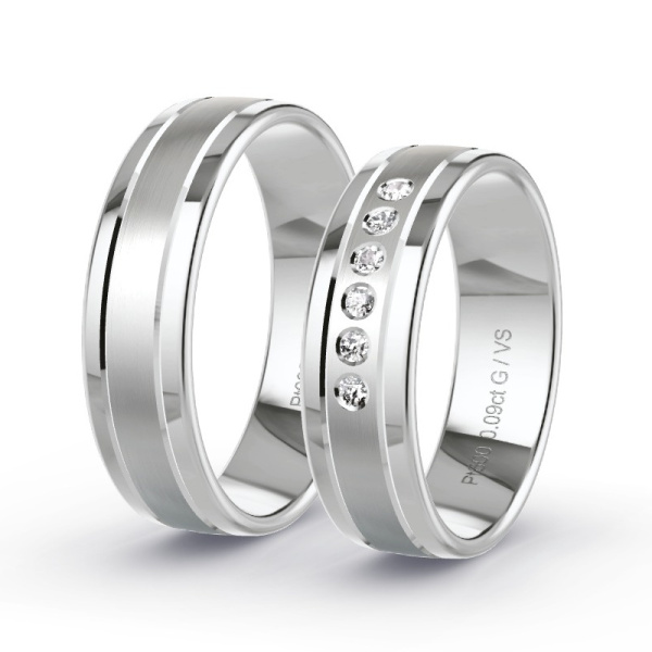 Trouwringen Platina 600 - 0.09 ct - Artikel ST301 ST301-PT-600-default