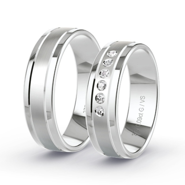 Trouwringen Witgoud 9 Karaat - 0.09 ct - Artikel ST301 ST301-WG-375-default
