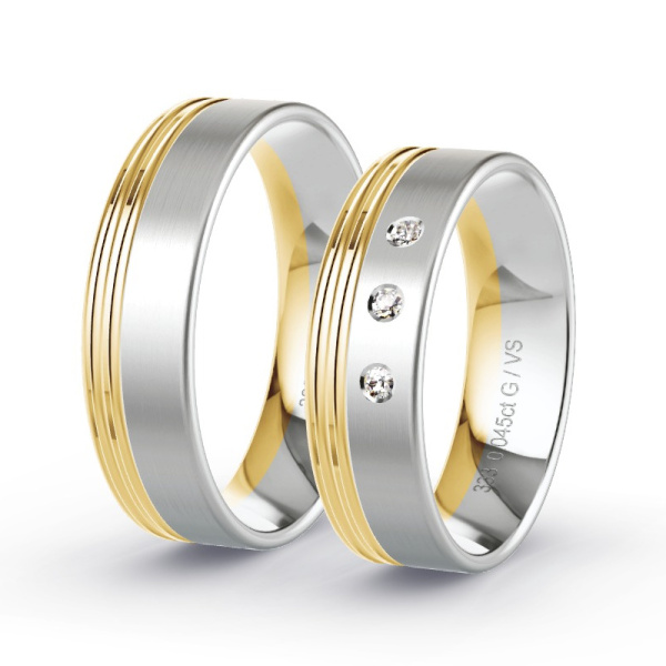 Trouwringen Geelgoud/Witgoud 8 Karaat - 0.045 ct - Artikel ST302 ST302-GG-WG-333-default