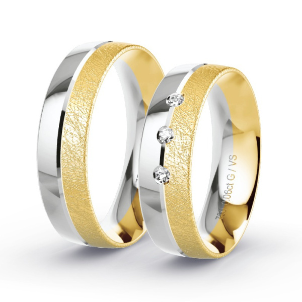 Trouwringen Geelgoud/Witgoud 18 Karaat - 0.06 ct - Artikel ST303 ST303-GG-WG-750-default