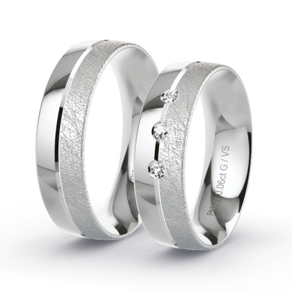Trouwringen Platina 600 - 0.06 ct - Artikel ST303 ST303-PT-600-default