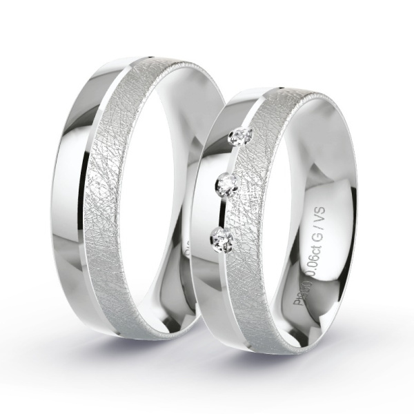 Trouwringen Platina 950 - 0.06 ct - Artikel ST303 ST303-PT-950-default