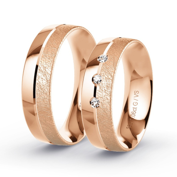 Trouwringen Roodgoud 14 Karaat - 0.06 ct - Artikel ST303 ST303-RG-585-default