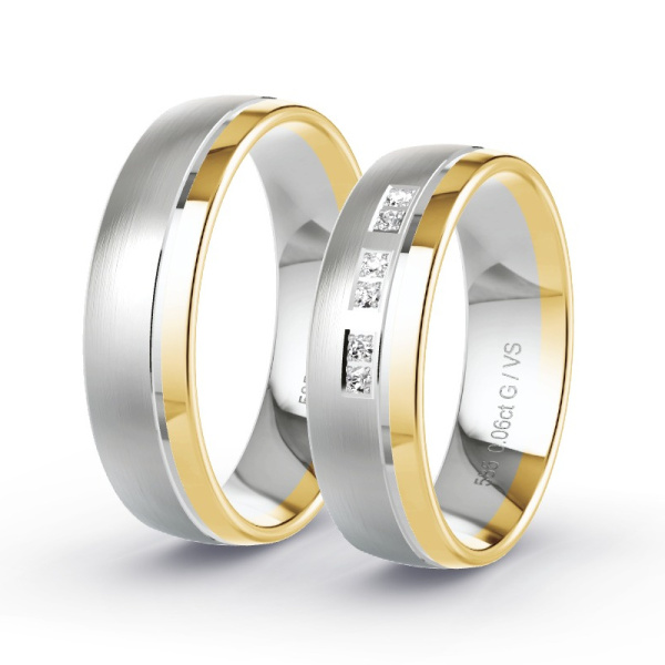 Trouwringen Geelgoud/Witgoud 14 Karaat - 0.06 ct - Artikel ST304 ST304-GG-WG-585-default