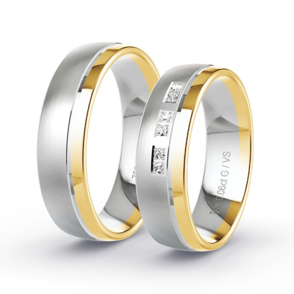 Trouwringen Geelgoud/Witgoud 18 Karaat - 0.06 ct - Artikel ST304 ST304-GG-WG-750-default