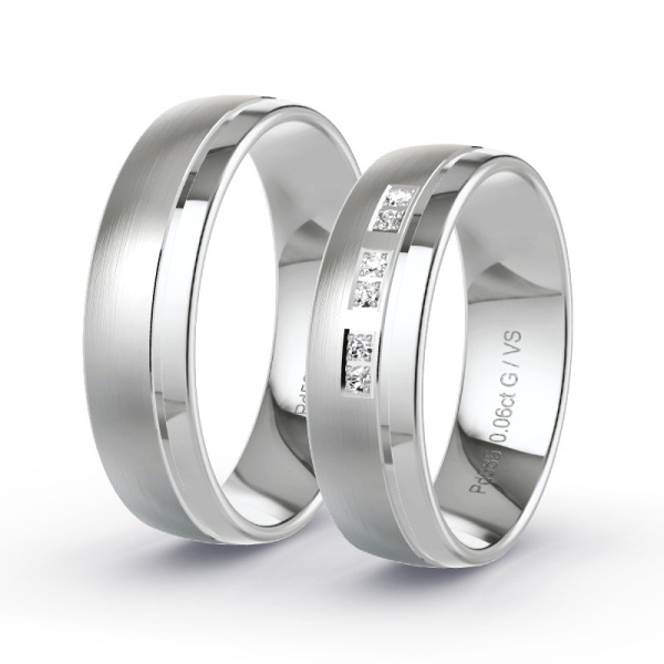 Trouwringen Palladium 585 - 0.06 ct - Artikel ST304 ST304-PD-585-default