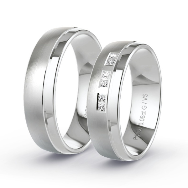 Trouwringen Palladium 950 - 0.06 ct - Artikel ST304 ST304-PD-950-default