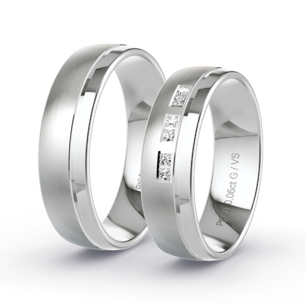 Trouwringen Platina 950 - 0.06 ct - Artikel ST304 ST304-PT-950-default