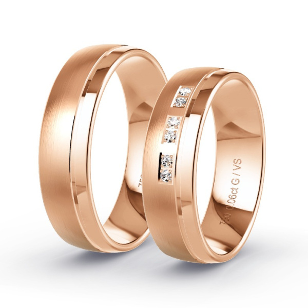 Trouwringen Roodgoud 18 Karaat - 0.06 ct - Artikel ST304 ST304-RG-750-default