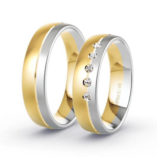 Trouwringen Geelgoud/Witgoud 9 Karaat - 0.075 ct - Artikel ST305 ST305-GG-WG-375-default