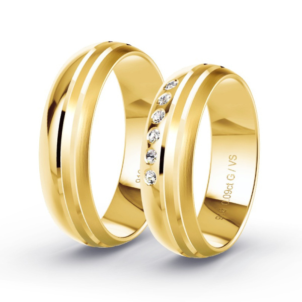Trouwringen Geelgoud 22 Karaat - 0.09 ct - Artikel ST306 ST306-GG-916-default