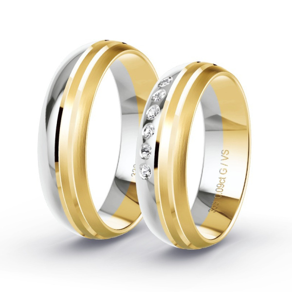 Trouwringen Geelgoud/Witgoud 8 Karaat - 0.09 ct - Artikel ST306 ST306-GG-WG-333-default