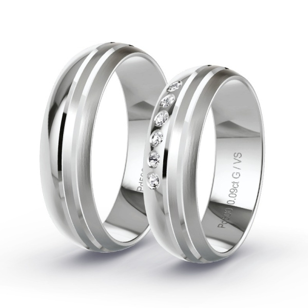 Trouwringen Palladium 500 - 0.09 ct - Artikel ST306 ST306-PD-500-default