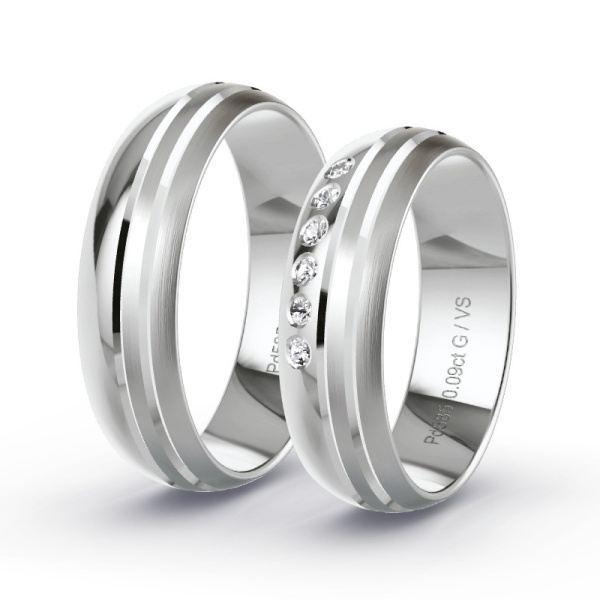 Trouwringen Palladium 585 - 0.09 ct - Artikel ST306 ST306-PD-585-default