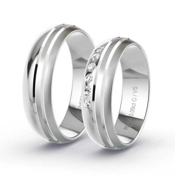 Trouwringen Palladium 950 - 0.09 ct - Artikel ST306 ST306-PD-950-default