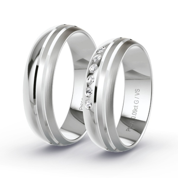 Trouwringen Platina 600 - 0.09 ct - Artikel ST306 ST306-PT-600-default
