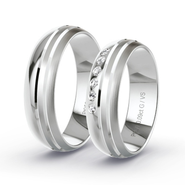 Trouwringen Platina 950 - 0.09 ct - Artikel ST306 ST306-PT-950-default