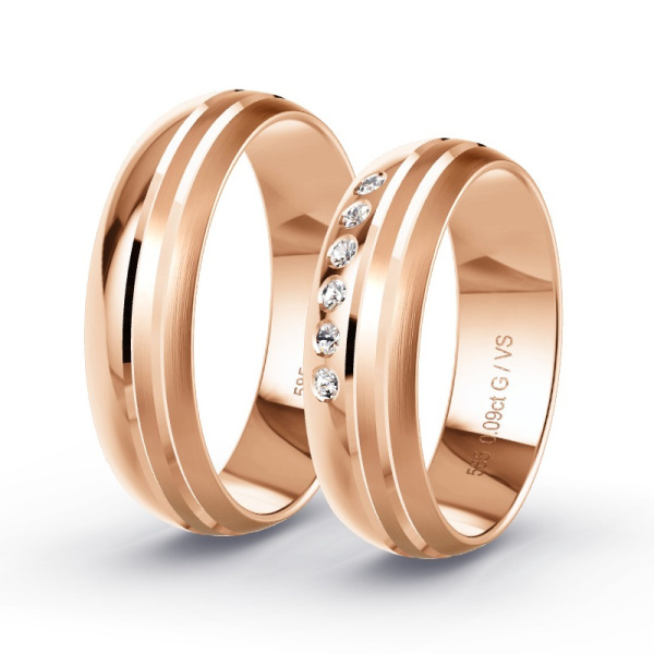 Trouwringen Roodgoud 14 Karaat - 0.09 ct - Artikel ST306 ST306-RG-585-default