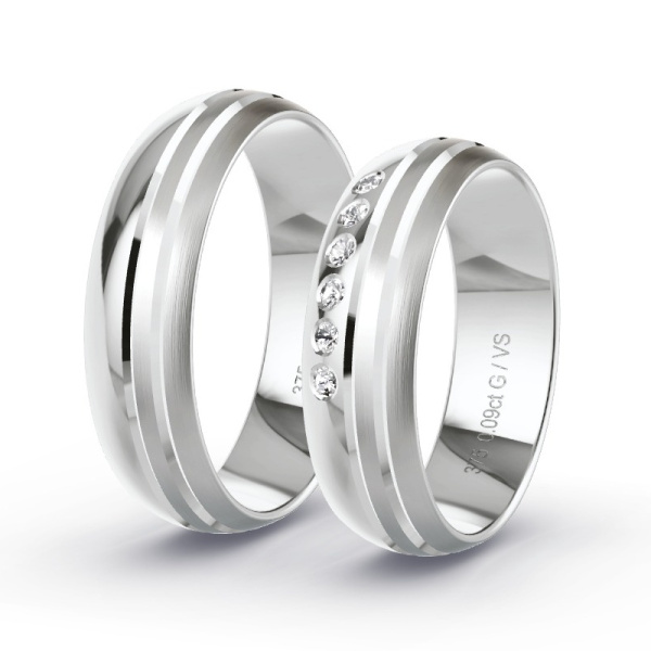 Trouwringen Witgoud 9 Karaat - 0.09 ct - Artikel ST306 ST306-WG-375-default