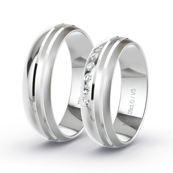 Trouwringen Witgoud 18 Karaat - 0.09 ct - Artikel ST306 ST306-WG-750-default