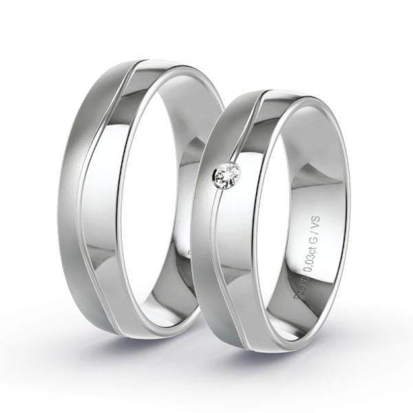 Trouwringen Palladium 500 - 0.03 ct - Artikel ST307 ST307-PD-500-default