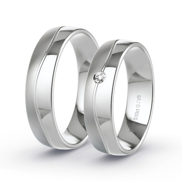 Trouwringen Palladium 585 - 0.03 ct - Artikel ST307 ST307-PD-585-default