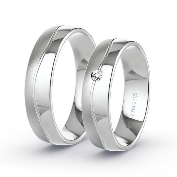 Trouwringen Palladium 950 - 0.03 ct - Artikel ST307 ST307-PD-950-default