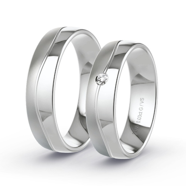 Trouwringen Platina 600 - 0.03 ct - Artikel ST307 ST307-PT-600-default