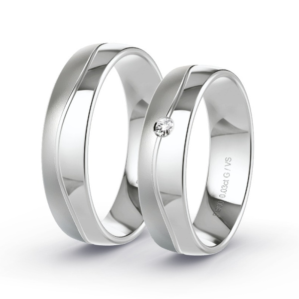 Trouwringen Platina 950 - 0.03 ct - Artikel ST307 ST307-PT-950-default