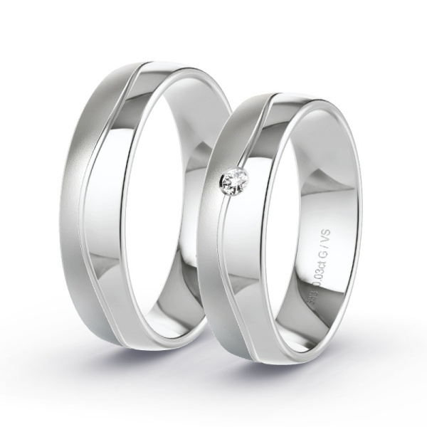 Trouwringen Witgoud 8 Karaat - 0.03 ct - Artikel ST307 ST307-WG-333-default