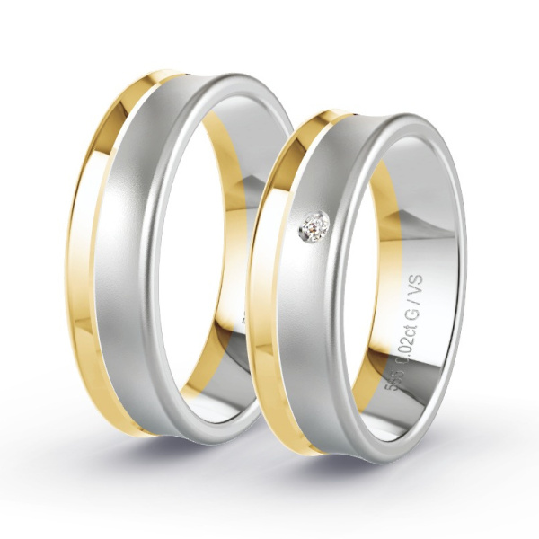 Trouwringen Geelgoud/Witgoud 14 Karaat - 0.02 ct - Artikel ST308 ST308-GG-WG-585-default