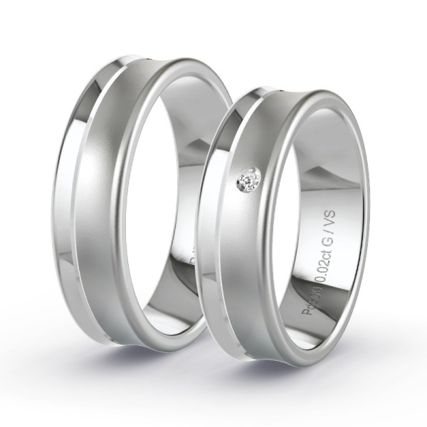 Trouwringen Palladium 500 - 0.02 ct - Artikel ST308 ST308-PD-500-default