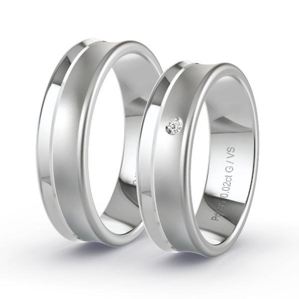 Trouwringen Palladium 585 - 0.02 ct - Artikel ST308 ST308-PD-585-default