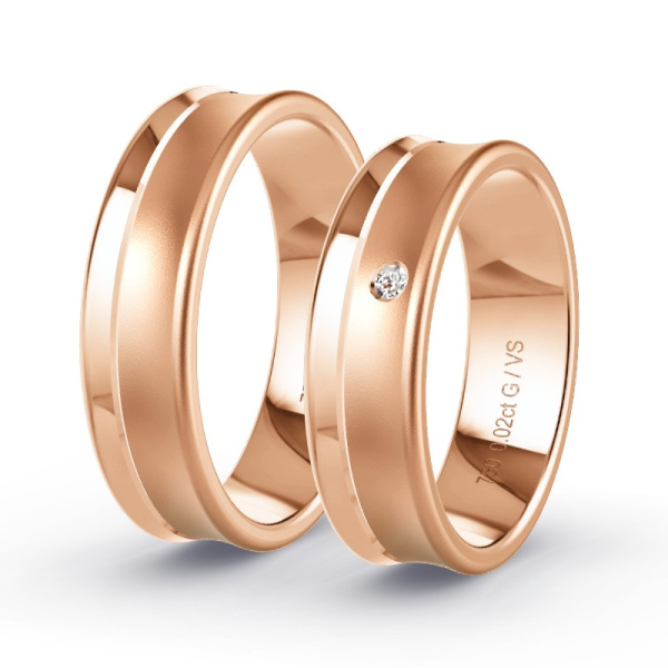 Trouwringen Roodgoud 18 Karaat - 0.02 ct - Artikel ST308 ST308-RG-750-default