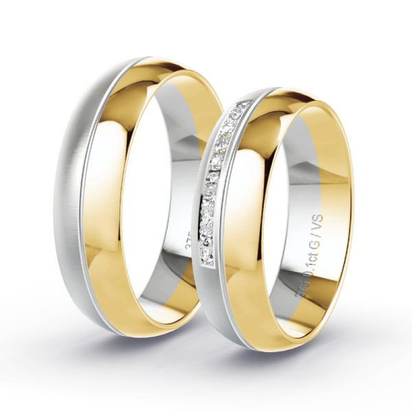 Trouwringen Geelgoud/Witgoud 9 Karaat - 0.10 ct - Artikel ST309 ST309-GG-WG-375-default