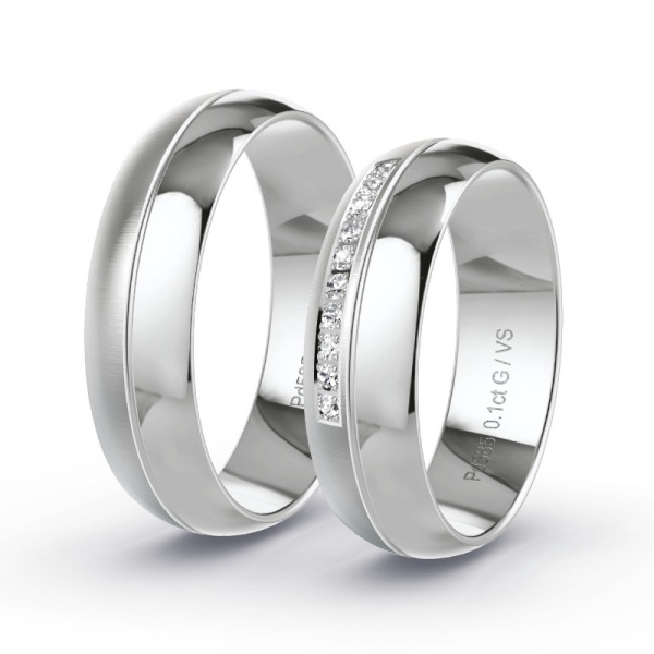 Trouwringen Palladium 585 - 0.10 ct - Artikel ST309 ST309-PD-585-default