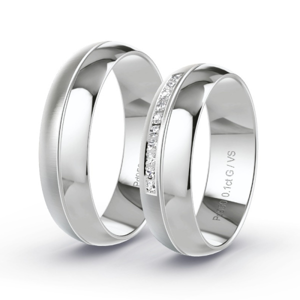 Trouwringen Palladium 950 - 0.10 ct - Artikel ST309 ST309-PD-950-default