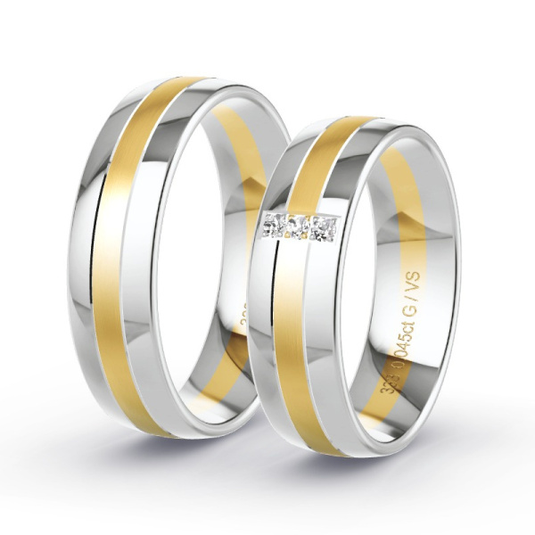 Trouwringen Geelgoud/Witgoud 8 Karaat - 0.045 ct - Artikel ST310 ST310-GG-WG-333-default