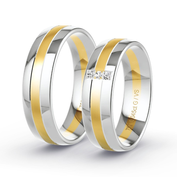 Trouwringen Geelgoud/Witgoud 18 Karaat - 0.045 ct - Artikel ST310 ST310-GG-WG-750-default