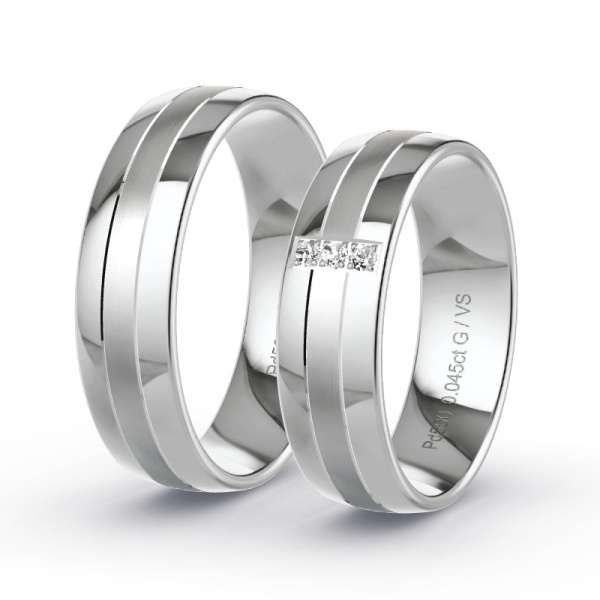 Trouwringen Palladium 500 - 0.045 ct - Artikel ST310 ST310-PD-500-default