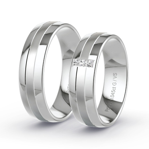 Trouwringen Palladium 585 - 0.045 ct - Artikel ST310 ST310-PD-585-default