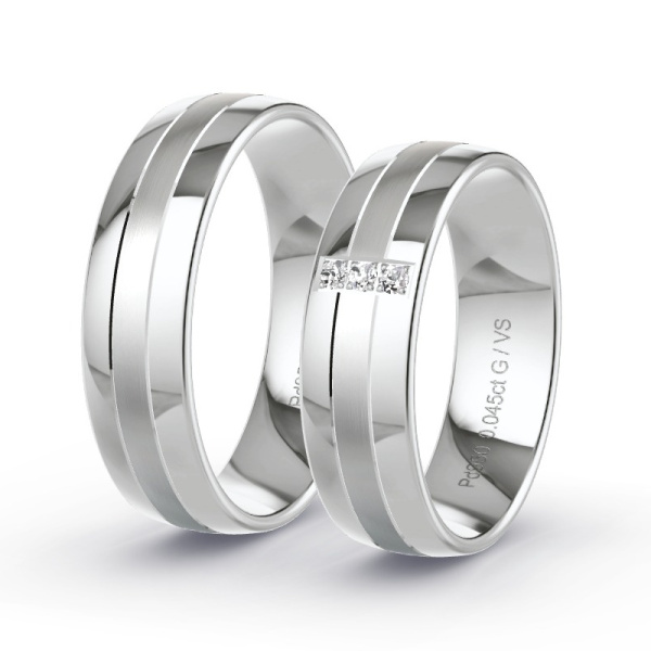 Trouwringen Palladium 950 - 0.045 ct - Artikel ST310 ST310-PD-950-default