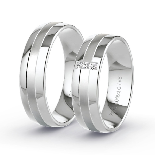 Trouwringen Platina 950 - 0.045 ct - Artikel ST310 ST310-PT-950-default